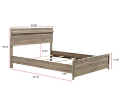 1pc Queen Size Bed Natural Wood Finish Well-crafted Bed Frame Modern Rustic Wooden Bedroom Furniture