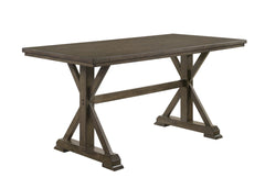 5pc Counter Height Dining Set Beautifully Crafted Dining Table Robust Trestle Base Upholstered Chair Rich Wood Finish Natural Charm Dining Room Furniture Rustic Brown