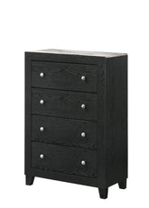1pc Contemporary Modern White Faux Marble Top 4 Drawers Tall Chest Black Finish Bedroom Furniture