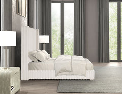 Bedroom Furniture White Color Contemporary 1pc Twin Size Bed Fur Chenille Fabric Mattress Ready