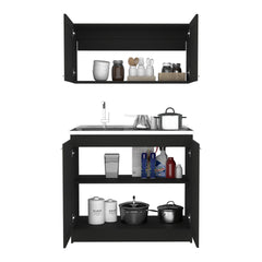 Zurich Cabinet Set, Two Shelves Black