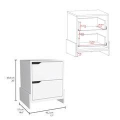 Luss Nightstand, Bedside Table with 2-Drawers