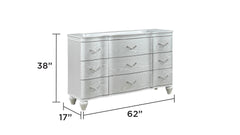 Landmark Traditional Style 9-Drawer Dresser With metal drawer pulls Made with Wood in Silver. (INCLUDES DRESSER ONLY) same as G150109014 (NJ inventory)