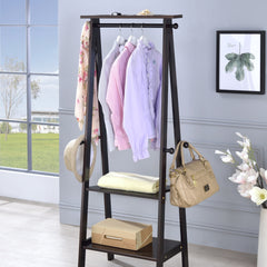 59" Tall Wooden Garment / Coat Rack, Dark Espresso