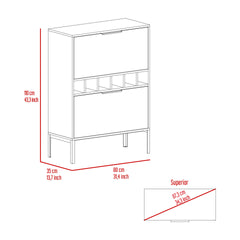 Rowan Bar Cabinet, Six Built-in Wine Rack, Double Door Cabinet