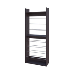 FM FURNITURE Oak Springs Tall Open Shoe Rack with Metal Rails and Multi-Tier Shelves, Wengue