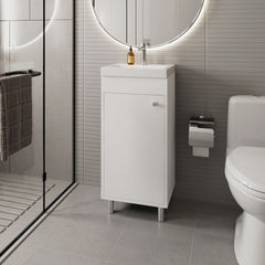FM FURNITURE Oracle Bathroom Vanity, Single Door, Two Storage Shelves, White