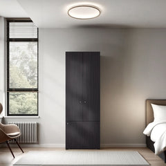 FM FURNITURE Tolleson 3-Door Tall Wardrobe Cabinet with 4 Shelves 鈥 Freestanding Storage Armoire for Bedroom or Entryway, Wenge