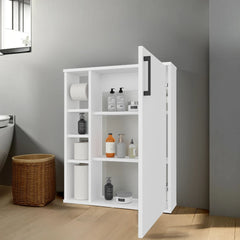 Yoder, Bathroom Cabinet, 4 Open Shelves, 1 Door, White