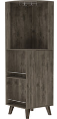 Quinn Corner Bar Cabinet, Two External Shelves, One Drawer, Two Interior Shelves
