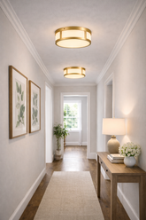 10-inches Antique Brass Intgrated LED Flush Mount Light