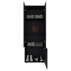 Wenge 3-Door Tall Wardrobe Cabinet with 4 Shelf