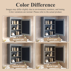 24'' x 27'' Wall Mounted Bathroom Storage Cabinet with Mirror, Medicine Cabinet with Height Adjustable Shelf, Over the Toilet Space Saver Cabinet