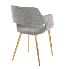 Margarite Contemporary Dining/Accent Chair in Gold Metal and Grey Fabric by LumiSource - Set of 2