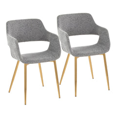 Margarite Contemporary Dining/Accent Chair in Gold Metal and Grey Fabric by LumiSource - Set of 2
