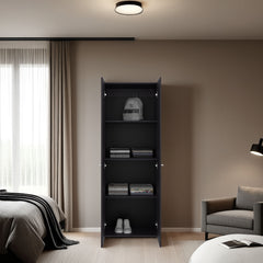 FM FURNITURE World 2-Door Tall Wardrobe Cabinet, 4 Shelves, Vertical Storage, 66.9 inchH 鈥 Bedroom, Wenge