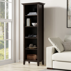 Amherst 24 inch Solid Wood 5 Shelf Bookcase in Hickory Brown