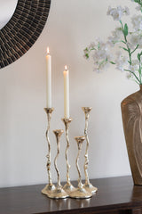 9.8x6.7x14.2" 5-Light Cast Aluminum Taper Candle Holder With Gold Botanical Design