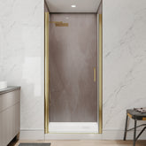 34-36 in.W x 72 in.H Pivot Frameless Shower Door,1/4 in. Clear Glass Pivot Swing Shower Doors in Brushed Gold,Pivot Shower Door Reversible Installation