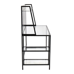 Geo Tier Contemporary Desk in Black Metal and Clear Glass by LumiSource