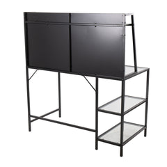 Geo Tier Contemporary Desk in Black Metal and Clear Glass by LumiSource