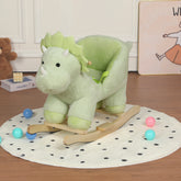 Kids Ride-On Rocking Horse Toy with Lullaby Song,Dinosaur Rocking Toy with Hand Puppets and Safety Belt For Children 1-3 Years, Soft Plush Fabric ,Green,CPC Certified