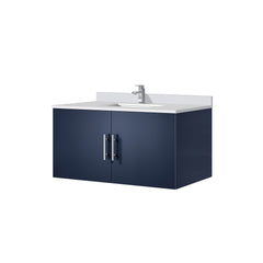 Navy Blue Bath Vanity 36 in. W x 22 in. D, Cultured Marble Top, and Faucet Set