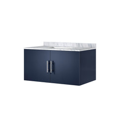 Navy Blue Bath Vanity 36 in. W x 22 in. D, with Carrara Marble Top