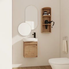 Soft Close Doors Bathroom Vanity With Sink and Storage Rack,16 Inch For Small Bathroom