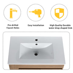 30" Wall-Mounted Bathroom Vanity With Sink and Storage Rack, Soft Close Doors,00612IMO-02730IMO Combination Cabinet(KD-Packing)