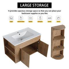 30" Wall-Mounted Bathroom Vanity With Sink and Storage Rack, Soft Close Doors,00612IMO-02730IMO Combination Cabinet(KD-Packing)