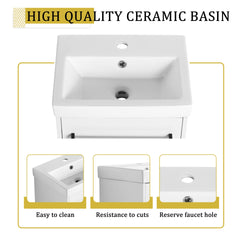 18'' Floating Wall-Mounted Bathroom Vanity with Ceramic Sink & Soft-Close Cabinet Door, For Small Bathroom