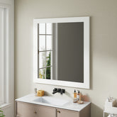 Revitalize Your Bathroom with This Exquisite 32-inch Square Matte White Mirror!