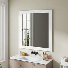 Revitalize Your Bathroom with This Exquisite 32-inch Square Matte White Mirror!
