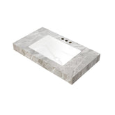 36" MURI Light Gray Sintered Stone Countertop and Undermount Ceramic Basin with Three Standard Pre-drilled Faucet Holes, NO Cabinet, NO Faucet and Sink Cover