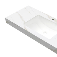 48" Calacatta Gold Sintered Stone Countertop and Undermount Ceramic Basin, NO Cabinet, NO Faucet and Drain, Suitable for Vanity FRIGGA