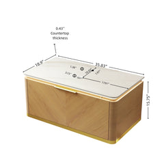 DIPA 36" Wall-Mounted Carrara White Sintered Stone Countertop and Corolla Oak Woodgrain Plywood Cabinet, NO Basin, NO Faucet and Sink Cover