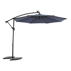 10ft Solar LED Offset Hanging Market Patio Umbrella (Navy blue )(No Base)