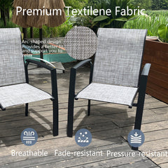 VRSHWO Garden Patio Chairs Set of 2, All Weather Metal Outdoor Dining Chairs , Garden, Poolsides, Black Color Frame
