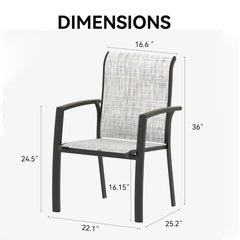 VRSHWO Garden Patio Chairs Set of 2, All Weather Metal Outdoor Dining Chairs , Garden, Poolsides, Black Color Frame