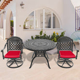 3-Piece All-Weather Cast Aluminum Dining Set, Include 2 Swivel Chairs and 39.37" Round Table With Black Frame