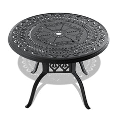 3-Piece All-Weather Cast Aluminum Dining Set, Include 2 Swivel Chairs and 39.37" Round Table With Black Frame