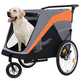 2-in-1 Bike Trailer & Push Cart for Pets - Detachable Bike Hitch & Push Handle Included - Quick Release Wheel, Internal Leash, Dual Cup Pockets and Underneath Storage Bag, Holds Pets Up to 100 lbs
