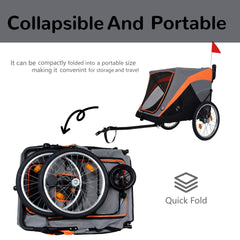 2-in-1 Bike Trailer & Push Cart for Pets - Detachable Bike Hitch & Push Handle Included - Quick Release Wheel, Internal Leash, Dual Cup Pockets and Underneath Storage Bag, Holds Pets Up to 100 lbs