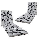 2 Pcs Set Indoor/Outdoor Chaise Lounge Chair Cushion Outdoor Furniture Cushion with Ties, Patio Seat Cushion for Lawn,Pool & Beach,75" x 22.8" x 2" (Black/Leaf)
