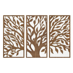 Birch Botanical Two-tone Wood Panel Wall Décor Set
