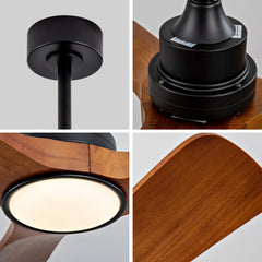 New Model 42 Inch Wood Ceiling Fan With 3 Solid Wood Blades Remote Control Reversible DC Motor For Living Room