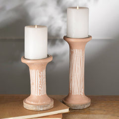 Brown EcoMix Pillar Tall Candle Holder – Sustainable Candle Stand for Elegant Lighting-4X4X7"