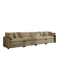 Corduroy Sofa , Modern Upholstered 4 Seater Corduroy Fabric Sofa , Office Living Room Apartment Comfortable Sofa, Easy to Assemble with 2 Arm Pillows and 4 Throw Pillows