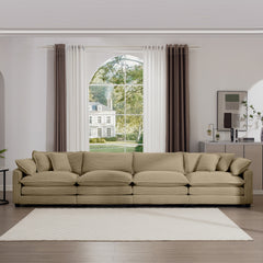 Corduroy Sofa , Modern Upholstered 4 Seater Corduroy Fabric Sofa , Office Living Room Apartment Comfortable Sofa, Easy to Assemble with 2 Arm Pillows and 4 Throw Pillows